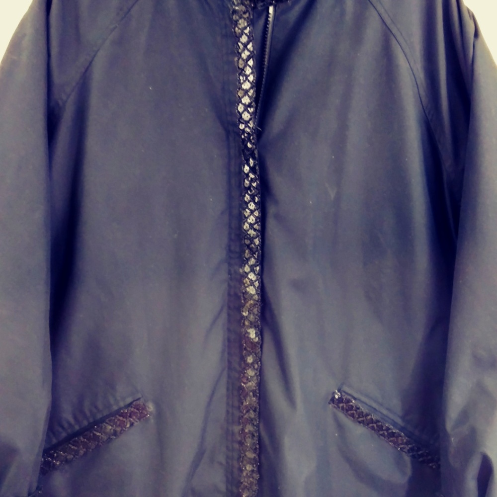 TravelSmith Lined Rain Resistant Black Overcoat